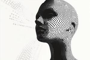 A woman's head is made up of dots photo