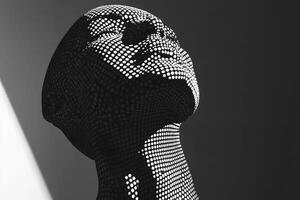 A black and white photo of a sculpture