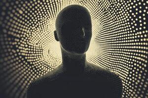 A man's head is surrounded by dots photo