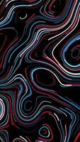 Abstract colored moving curved lines forming many different shapes on black background, seamless loop. Animation. Beautiful neon narrow lines moving endlessly. video