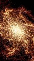 Rotating sparkling spiral on black background. Animation. Bright, luminous spiral pulsates rapidly. Effect of quick energy blast video