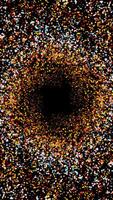 Abstract beatiful relaxing background of orange and red small circles flying and forming a vortex on black background. Animation. Glittering particles resembling space dust, seamless loop. video