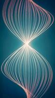 Abstract narrowing and widening twisting strings on a blue background. Media. Glowing beautiful spiral. video