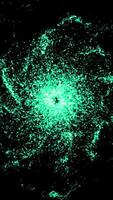 Abstract energy beam with fast moving particles. Animation. Hypnotic point with tense rapidly moving luminous particles on black background video
