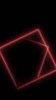 The square neon tunnel of squares. Media. Spinning laser beams creating squared shapes on a black background. Vertical . video