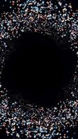 Beautiful abstract animation of white small particles chaotically rotating on the black background. Animation. Abstraction with magic snow particles rotation video