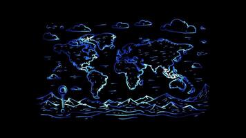 Neon frame effect, Map on black background video