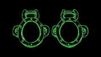 Neon frame effect, Handcuffs Represents law enforcement and criminal justice on black background video