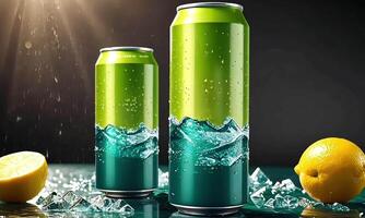 Refreshing Lemon-Lime Soda Cans with Ice and Citrus Slices video