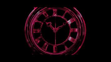 Neon frame effect, Clock on black background video