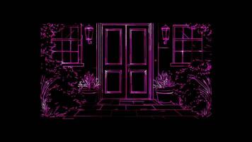 Neon frame effect, Open Door Represents access to justice and transparency on black background video