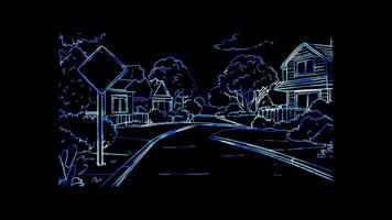 Neon frame effect, Stop Sign Symbolizes halting unlawful actions on black background video