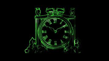 Neon frame effect, Clock on black background video