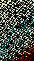 Editorial use only. Many different logos of social nets flowing on black background, seamless loop. Animation. Abstract media icons, cells with gradient effect. video