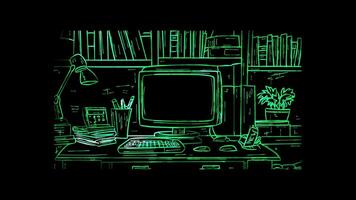 Neon frame effect, Digital Device on black background video