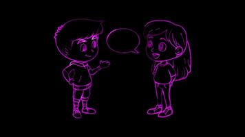 Neon frame effect, Speech Bubble Represents dialogue and discussions on black background video