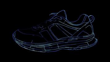 Neon frame effect, Running Shoe A stylized athletic shoe on black background video