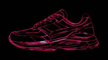 Neon frame effect, Running Shoe A stylized athletic shoe on black background video