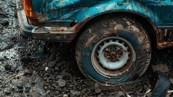 The cause of the accident was an old tire photo