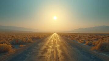 Scenic Highway Stretches Under Golden Sunset photo