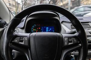 Theme car in the city for a screensaver or background or embed on the website photo