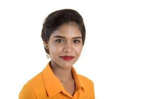 Portrait of beautiful young smiling girl photo