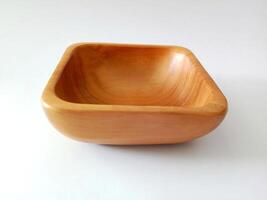 wooden square bowl - natural handmade photo