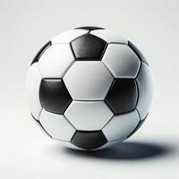 Classic black and white soccer ball isolated on white background. Studio sports photography for design and print photo