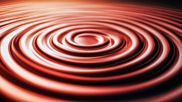 Glowing concentric circles of sound expand outward in vibrant reds and oranges against a deep black background bright lines radiating from the center photo
