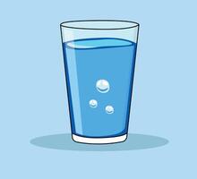Glass of water with bubbles in a flat style vector
