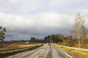 View through the moving car windscreen. photo