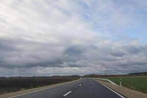 View through the moving car windscreen. photo
