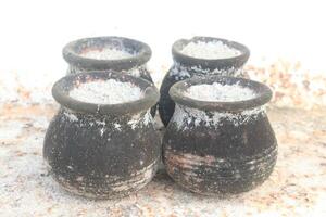sand in clay pot on nursery photo