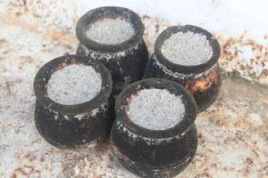 sand in clay pot on nursery photo