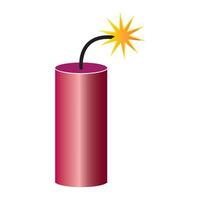 A red lit dynamite on a white background vector