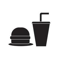A hamburger and a cup of coffee icon vector