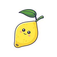 Cute Kawaii Lemon character. hand drawn cartoon icon illustration. Lemon character in doodle style. Isolated on white background. vector