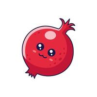 Cute Kawaii Pomegranate character. hand drawn cartoon icon illustration. Pomegranate character in doodle style. Isolated on white background. vector