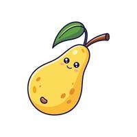 Cute Kawaii Pear character. hand drawn cartoon icon illustration. Pear character in doodle style. Isolated on white background. vector