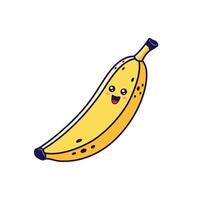 Cute Kawaii Banana character. hand drawn cartoon icon illustration. Banana character in doodle style. Isolated on white background. vector