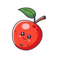 Cute Kawaii Apple character. hand drawn cartoon icon illustration. Apple character in doodle style. Isolated on white background. vector