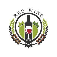 Retro badge wine bar logo template with hipster style vector