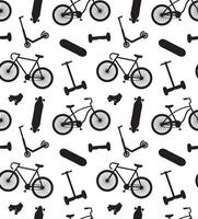 Seamless pattern of bicycle skate roller vector