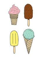 Set of hand drawn different ice cream vector