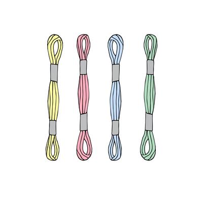 Set of embroidery floss threads