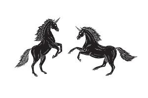 Hand drawn unicorns vector