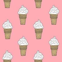 Seamless pattern of sketch ice cream vector