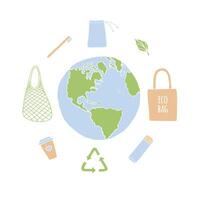 Set of sketch eco things vector