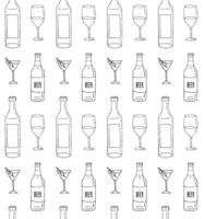 Seamless pattern of wine bottle and glass vector