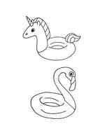Flamingo and unicorn floating vector